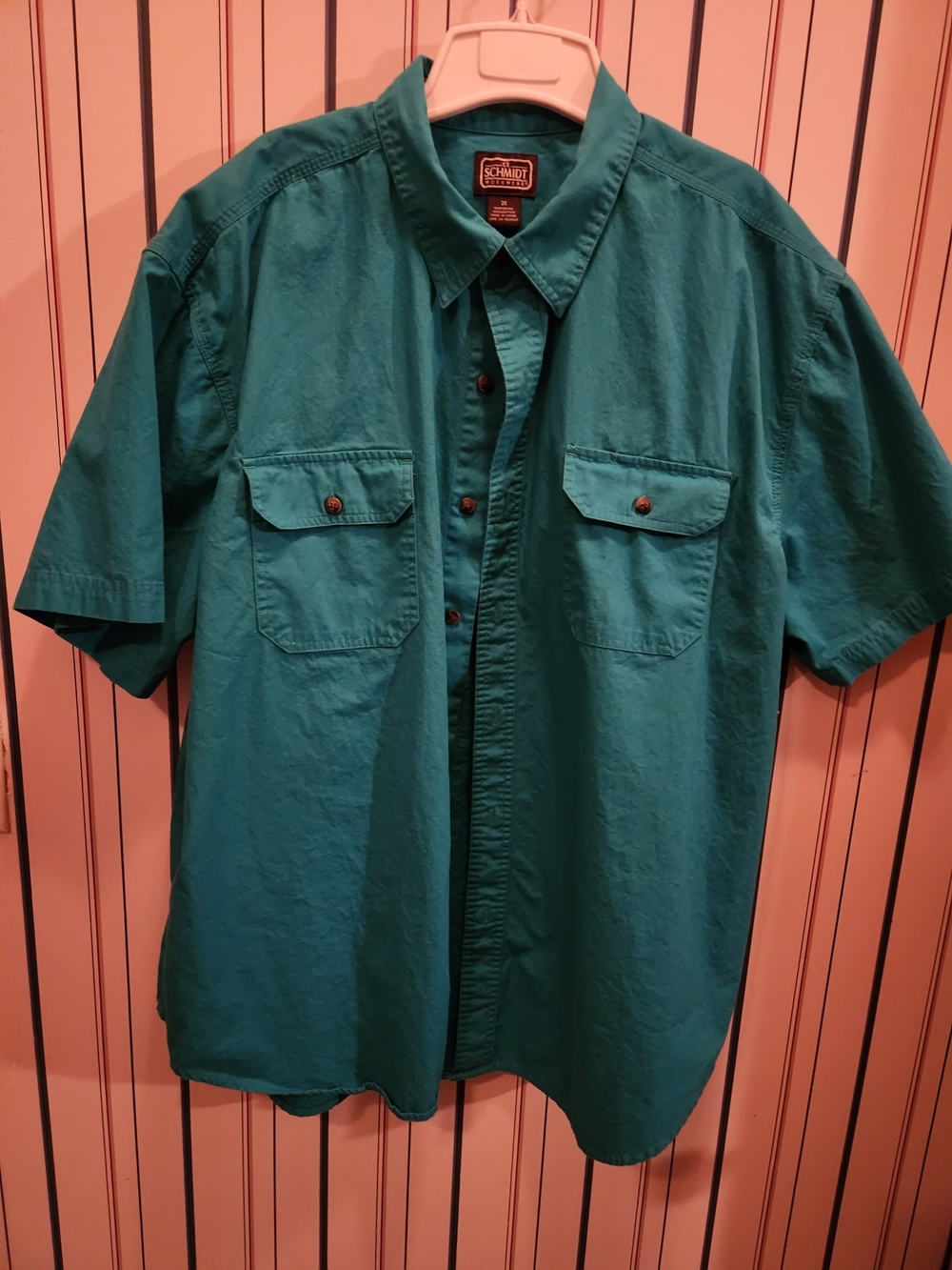 Teal CE Schmidt Workwear Men's Short-Sleeve 2X Button Up Shirt